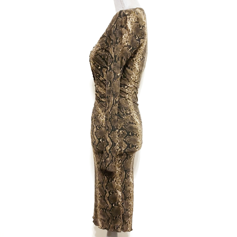 Kenneth Cole Long Sleeve Python Print Ruched Dress - image 2